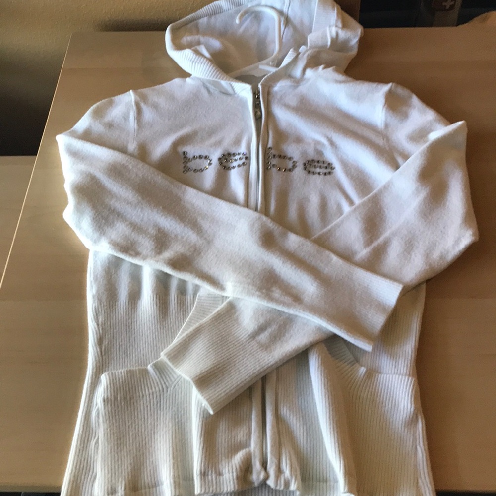 White Bebe size large sweater (runs small)